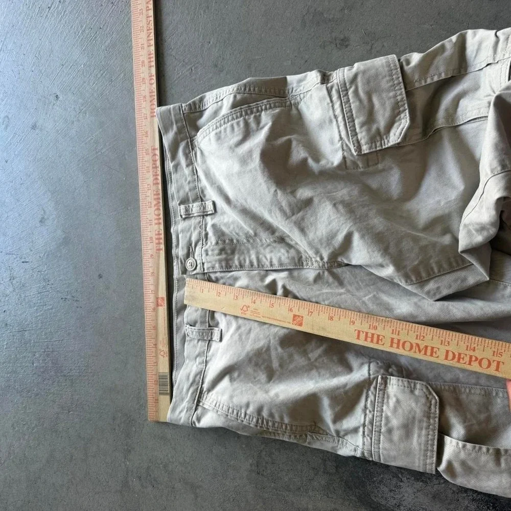 34x30 Tan Baggy Wide Leg Cargo Pants Y2K 2000s Vintage